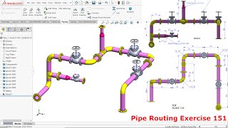 Solidworks Pipe Routing Exercise 151 [upl. by Kwarteng]