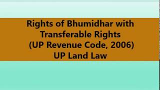 Rights of Bhumidhar with transferable rights [upl. by Ayekal]