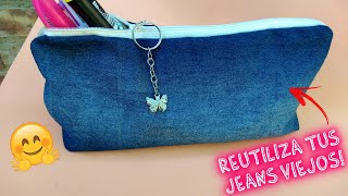 Como hacer un Neceser Cartuchera➡️ Reciclaje de Jeans DIY😊 [upl. by Almira634]