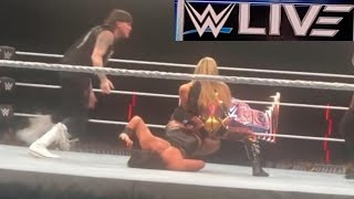 WWE Female Superstar Natalya SharpShooter To Dominik Mysterio UK Tour Rhea Ripley vs Natalya [upl. by Nosydam]