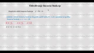 Određivanje linearne funkcije  zadatak  Math Helper [upl. by Salvidor493]