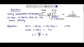 In Fig block 1 mass 2 0 is moving rightward at 10 and block 2 mass 5 0 is moving rightward at 3 0 [upl. by Mellitz382]