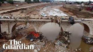 Drone footage shows scale of devastation caused by Spain floods [upl. by Theodoric]