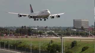 Lufthansa Boeing 7478 Landing at LAX  Two Filming Locations [upl. by Epifano]