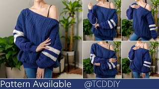 How to Crochet Oversized Sweater  Pattern amp Tutorial DIY [upl. by Aramen]