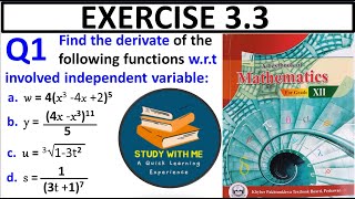 Exercise 33 Question 1 class 12 Maths New KPK Book  Ex 32 Q No 1 Differentiation Using Chain Rule [upl. by Streeto]