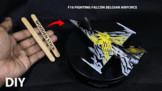 Badass🔥Build an plane model F16 Fighting falcon belgian force just from wooden sticks [upl. by Teena]