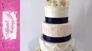 Pastel Pink and Navy Blue decorated Wedding Cake [upl. by Templa]