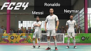 FC 24 VOLTA  Messi Ronaldo Neymar vs Zidane Ronaldinho Gullit  VOLTA 3v3 [upl. by Tarrance]