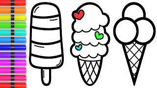 Ice Cream Drawing Painting and Coloring for Kids amp Toddlers  Magic Colors [upl. by Azila813]