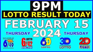 9pm Lotto Result Today February 15 2024 Thursday 649 642 Swertres Ez2 6D [upl. by Silloh]