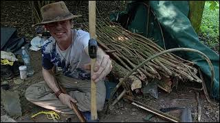 Tinkergypsybender poleconvertible canvas tent with hazel bed oil lamps and bucksaws [upl. by Ekihc]