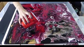 Fluid Acrylic Pouring Painting Red amp Black [upl. by Jocelin]