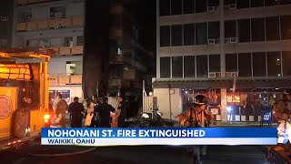 Crews douse earlymorning building fire in Waikiki [upl. by Anilave307]