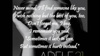 Adele  Someone like you WITH ONSCREEN LYRICS [upl. by Sammer156]