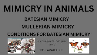 mimicry ecology  Batesian Mimicry  Mullerian Mimicry csir populationgenetics [upl. by Atekal320]