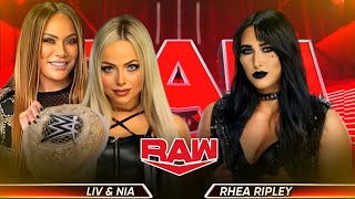 Liv Morgan amp Nia Jax vs Rhea Ripley 2 On 1 Handicap Full Match WWE Raw Highlights [upl. by Kilk]