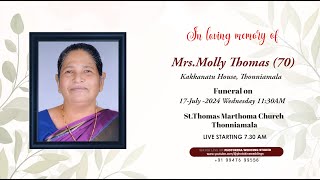 MrsMolly Thomas 70 Kakkanatu House Thonniamala  FUNERAL LIVE TELECAST [upl. by Deeanne560]