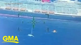 Disney cruise ship saves 4 on sinking vessel [upl. by Refenej447]