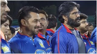 Salman Khan amp Suniel Shetty Enjoying Mumbai Heroes Dominating Batting Against Telugu Warriors [upl. by Laon]