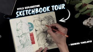 Sketchbook Tour find your art style  Pencil drawing timelapse [upl. by Eniledgam]