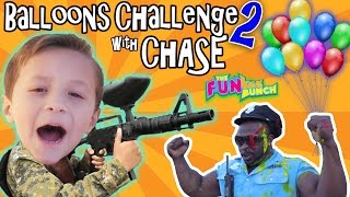 CHASE amp PAPA CANDY BALLOON GUN CHALLENGE w OFFICE BUFF AND THE FUNKEE BUNCH [upl. by Cavil]