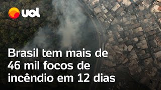 Queimadas Brasil tem mais de 46 mil focos de incêndio em 12 dias em meio à seca histórica diz Inpe [upl. by Selimah]