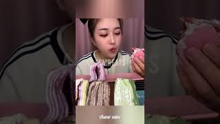 Crêpe cake mukbang asmr satisfying [upl. by Anirhtak792]