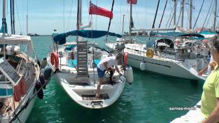 Sailboat mooring in the port of Pythagorion  Samos island GreeceΕλλάδα HD 1080p [upl. by Ynad337]