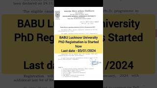 BBAU Lucknow PhD Registration is Started Now cuetphd2023 phdadmission2023 bbaulucknow shorts [upl. by Annyrb]