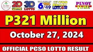 Lotto Result Today 9pm October 27 2024 658 649 Swertres Ez2 PCSO [upl. by Leitman]