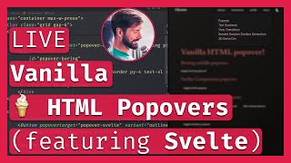 Vanilla HTML Popovers in 2 lines of code featuring Svelte 🍦🎥 LIVE Coding amp Chill 🔴 [upl. by Valdas]