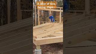 Framing walls family amp great weather  happiness building homesteading budgethouse [upl. by Oren269]