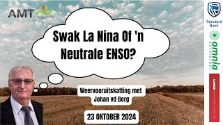 Swak La Nina Of n Neutrale ENSO toestande  23 Okt 2024 [upl. by Norrad]