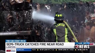 Lawton Fire Department responds to 18wheeler fire on 82nd Street [upl. by Ainivad]