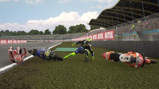 rossi vs marquez fight❗motogp gameplay crash ❗motogp tv replay [upl. by Ehcnalb293]