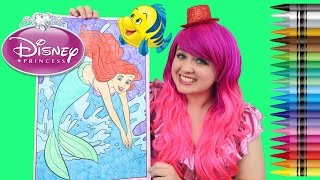 Coloring Ariel The Little Mermaid GIANT Coloring Page Crayons  COLORING WITH KiMMi THE CLOWN [upl. by Bunder]