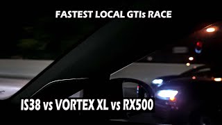 Finding out who has the FASTEST LOCAL GTI  IS38 vs RX500 vs VORTEX XL  EVO 8 amp BIG V8 [upl. by Hafeetal]