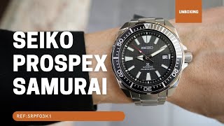 UNBOXING SEIKO PROSPEX SAMURAI DIVER SRPF03K1 [upl. by Benia]