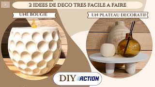 2 IDEES DE DIY  JE CREE UN PLATEAU DECORATIF ET UN BOUGIE AVEC DES PRODUITS DE CHEZ ACTION [upl. by Imuya]