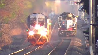 3 Trains Behind Each Other  Rush Hour Trains on the MainBergen County Line [upl. by Eellek]