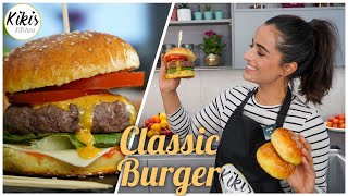 Kikis Classic Burger  Cheeseburger selber machen  mit karamellisierten Zwiebeln [upl. by Alyn]