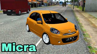 Nissan Micra Driving  Bussid Car Mod  Bus Simulator Indonesia Gameplay [upl. by Anawait]