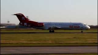 OLT Express Fokker 100 takeoff at Airport Bremen 25032012 [upl. by Reffinnej922]