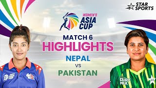 NEPvPAK Womens Asia Cup Highlights  Pakistan bounce back with a win  WomensAsiaCupOnStar [upl. by Mckinney]