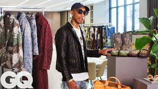 Pharrell Shows Off His Louis Vuitton SS24 Collection Essentials  GQ [upl. by Riane748]