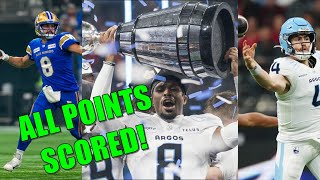 Every Score from the 2024 Grey Cup Argonauts vs the Blue Bombers [upl. by Amabelle394]