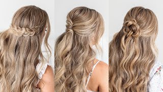 3 FALL HALF UPDOS 🍂 EASY HAIRSTYLES  Missy Sue [upl. by Enitsirc]