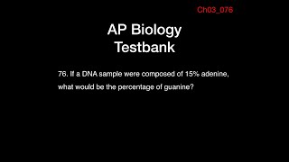 Ap Bio testbank 03076 If a DNA sample were composed of 15 adenine [upl. by Shutz598]