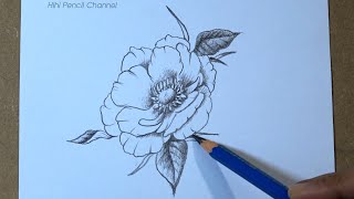 Drawing simple flower tattoo designs step by step  Hihi Pencil [upl. by Tesler]